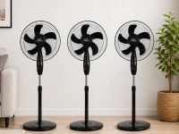 Verk 16049 Stojanový ventilátor s oscilací 40 cm, 3 rychlosti, 112 - 127 cm, černý