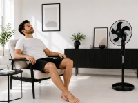 Verk 16049 Stojanový ventilátor s oscilací 40 cm, 3 rychlosti, 112 - 127 cm, černý