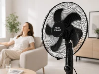 Verk 16049 Stojanový ventilátor s oscilací 40 cm, 3 rychlosti, 112 - 127 cm, černý