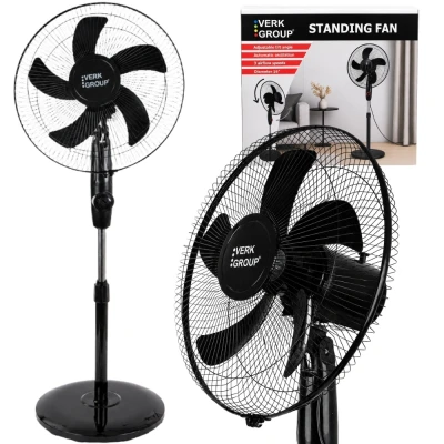 Verk 16049 Stojanový ventilátor s oscilací 40 cm, 3 rychlosti, 112 - 127 cm, černý