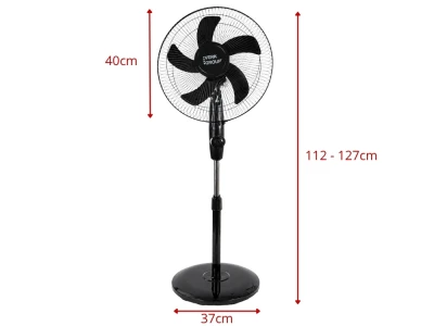 Verk 16049 Stojanový ventilátor s oscilací 40 cm, 3 rychlosti, 112 - 127 cm, černý