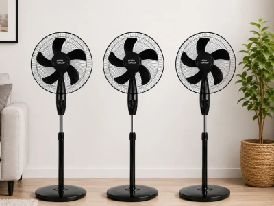 Verk 16049 Stojanový ventilátor s oscilací 40 cm, 3 rychlosti, 112 - 127 cm, černý