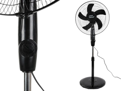 Verk 16049 Stojanový ventilátor s oscilací 40 cm, 3 rychlosti, 112 - 127 cm, černý