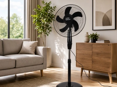 Verk 16049 Stojanový ventilátor s oscilací 40 cm, 3 rychlosti, 112 - 127 cm, černý