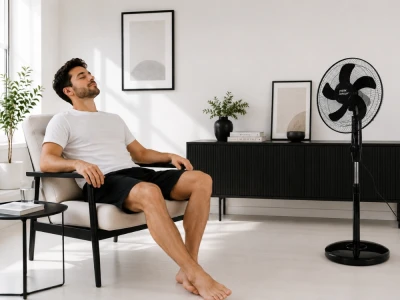 Verk 16049 Stojanový ventilátor s oscilací 40 cm, 3 rychlosti, 112 - 127 cm, černý