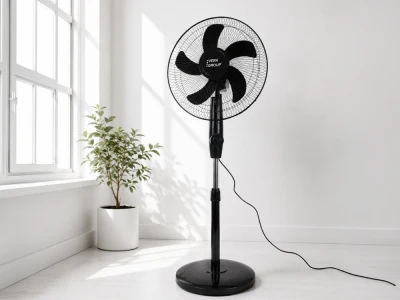 Verk 16049 Stojanový ventilátor s oscilací 40 cm, 3 rychlosti, 112 - 127 cm, černý