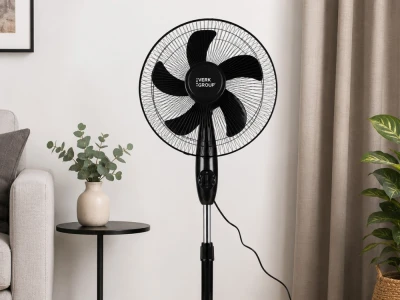 Verk 16049 Stojanový ventilátor s oscilací 40 cm, 3 rychlosti, 112 - 127 cm, černý