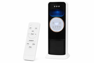 Verk 16048 Sloupový LED ventilátor s funkcí ohřevu 3 v 1, 81 cm, černobílý