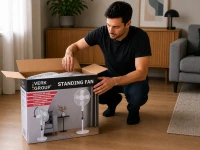 Verk 16049 Stojanový ventilátor s oscilací 40 cm, 3 rychlosti, 112 - 127 cm, bílý