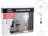 Verk 16049 Stojanový ventilátor s oscilací 40 cm, 3 rychlosti, 112 - 127 cm, bílý