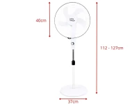 Verk 16049 Stojanový ventilátor s oscilací 40 cm, 3 rychlosti, 112 - 127 cm, bílý