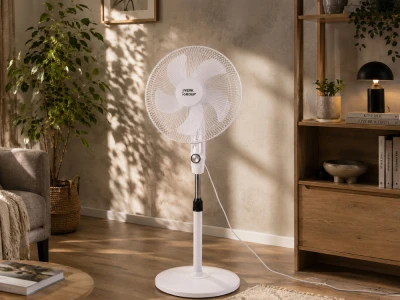 Verk 16049 Stojanový ventilátor s oscilací 40 cm, 3 rychlosti, 112 - 127 cm, bílý