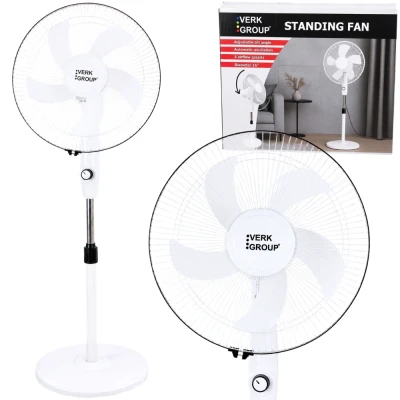 Verk 16049 Stojanový ventilátor s oscilací 40 cm, 3 rychlosti, 112 - 127 cm, bílý