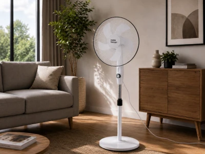 Verk 16049 Stojanový ventilátor s oscilací 40 cm, 3 rychlosti, 112 - 127 cm, bílý