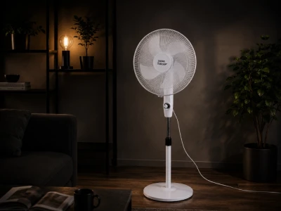 Verk 16049 Stojanový ventilátor s oscilací 40 cm, 3 rychlosti, 112 - 127 cm, bílý