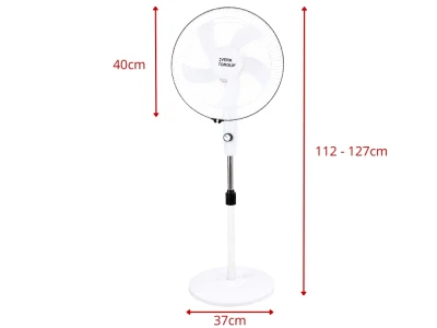 Verk 16049 Stojanový ventilátor s oscilací 40 cm, 3 rychlosti, 112 - 127 cm, bílý