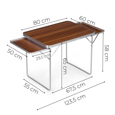 MultiGarden SMI-CT806 Kempingový skládací stůl, 2 police, 120 x 60 cm, hnědý