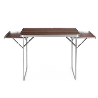 MultiGarden SMI-CT806 Kempingový skládací stůl, 2 police, 120 x 60 cm, hnědý