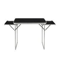MultiGarden SMI-CT806 Kempingový skládací stůl, 2 police, 120 x 60 cm, černý