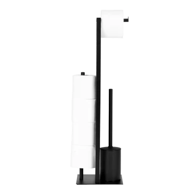 ModernHome AIE-47 Stojan na toaletný papier s kefkou na WC, čierny