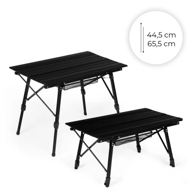 MultiGarden SMI-CT905 Skládací kempingový stůl s košíkem 90 x 50 cm, černý