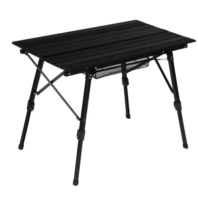 MultiGarden SMI-CT905 Skládací kempingový stůl s košíkem 90 x 50 cm, černý
