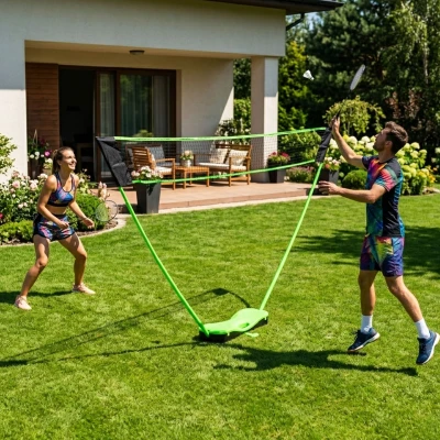 MOVEPRO Badmintonová súprava 300 x 156 cm - skladateľná sieť, 2 rakety, 2 košíky, kufrík