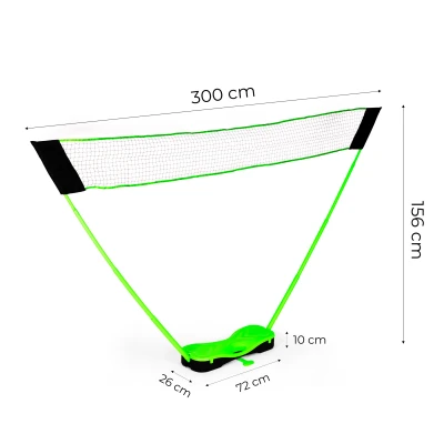 MOVEPRO Badmintonová súprava 300 x 156 cm - skladateľná sieť, 2 rakety, 2 košíky, kufrík