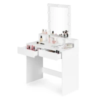 ModernHome ZDT-01 Toaletný stolík so zrkadlom a LED osvetlením, plynulé stmievanie, biely