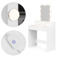 ModernHome ZDT-01 Toaletný stolík so zrkadlom a LED osvetlením, plynulé stmievanie, biely