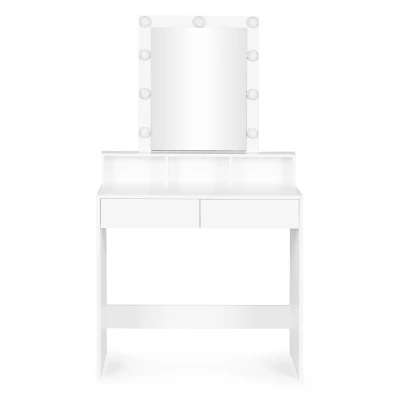 ModernHome ZDT-01 Toaletný stolík so zrkadlom a LED osvetlením, plynulé stmievanie, biely
