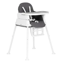 ECOTOYS HA-009 Dětská jídelní židlička, skládací, 5bodové pásy, 3 v 1, šedá