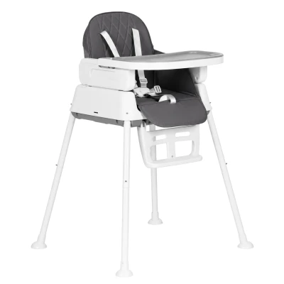 ECOTOYS HA-009 Detská jedálenská stolička, skladateľná, 5-bodové pásy, 3 v 1, sivá