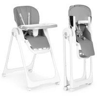 ECOTOYS HA-013 Detská jedálenská stolička, výškovo nastaviteľná, 5-bodové bezpečnostné pásy, sivá