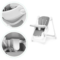 ECOTOYS HA-013 Detská jedálenská stolička, výškovo nastaviteľná, 5-bodové bezpečnostné pásy, sivá