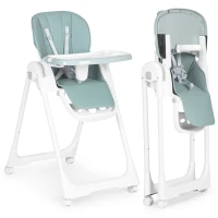 ECOTOYS HA-013 Detská jedálenská stolička, výškovo nastaviteľná, 5-bodové bezpečnostné pásy, zelená