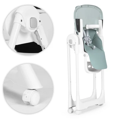 ECOTOYS HA-013 Detská jedálenská stolička, výškovo nastaviteľná, 5-bodové bezpečnostné pásy, zelená