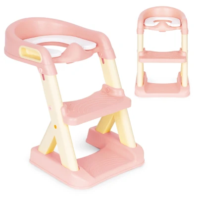 ECOTOYS HA-P23S Dětské sedátko na WC se schůdky, růžové