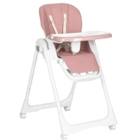 ECOTOYS HA-013 Detská jedálenská stolička, výškovo nastaviteľná, 5-bodové pásy, ružová