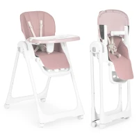 ECOTOYS HA-013 Detská jedálenská stolička, výškovo nastaviteľná, 5-bodové pásy, ružová