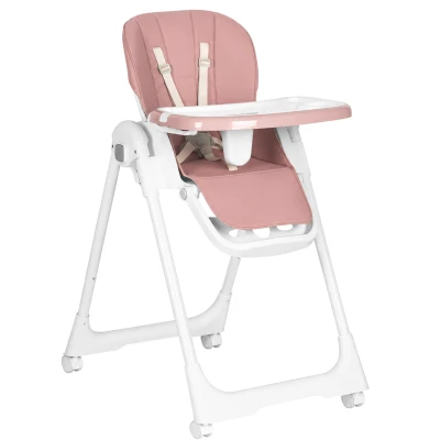 ECOTOYS HA-013 Detská jedálenská stolička, výškovo nastaviteľná, 5-bodové pásy, ružová