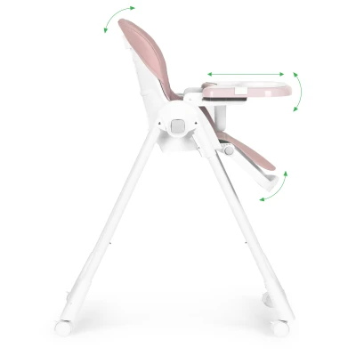 ECOTOYS HA-013 Detská jedálenská stolička, výškovo nastaviteľná, 5-bodové pásy, ružová
