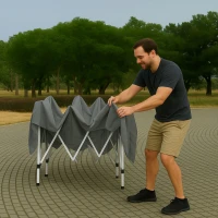 MultiGarden PAW-3X3 Záhradný stan s nožnicovou konštrukciou 3 x 3 m, 4 bočné steny, sivý