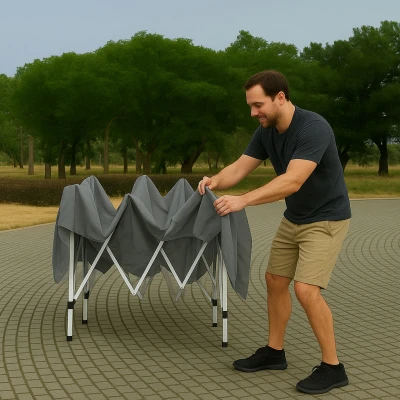 MultiGarden PAW-3X3 Záhradný stan s nožnicovou konštrukciou 3 x 3 m, 4 bočné steny, sivý