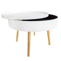 ModernHome FH-CT0210 Kulatý konferenční stolek s úložným prostorem 60 cm, bílý