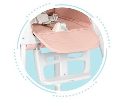 ECOTOYS HA-009 Detská jedálenská stolička, skladateľná, 5-bodové pásy, 3 v 1, ružová