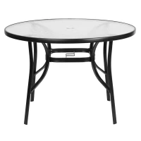 MultiGarden SC-080 Zahradní stůl kulatý, tvrzené sklo, otvor na slunečník, 105 cm