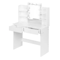 ModernHome FH-DT220108 Kosmetický toaletní stolek s LED zrcadlem, bílý