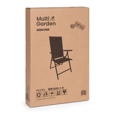 MultiGarden WR1652 Skladacie záhradné kreslo s nastaviteľným operadlom, sivé