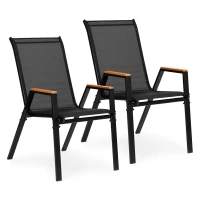 MultiGarden SC-092W Záhradné stohovateľné stoličky, 2 ks, čierne
